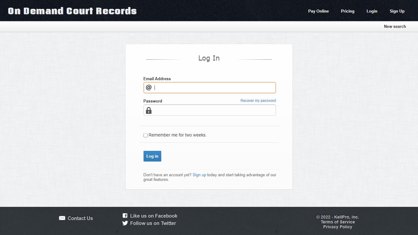 Log in | On Demand Court Records